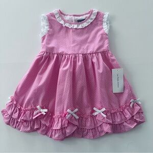 Les Petits Soleils 24 Months Pink Polka Dot Ruffle Dress NWT Spring Summer
